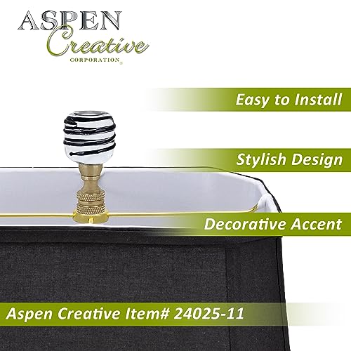 Image of Aspen Creative 24025-11 24025-21, Clear with Black Line Glass Lamp Copper, 2 inch Tall Finial, Clear & Black