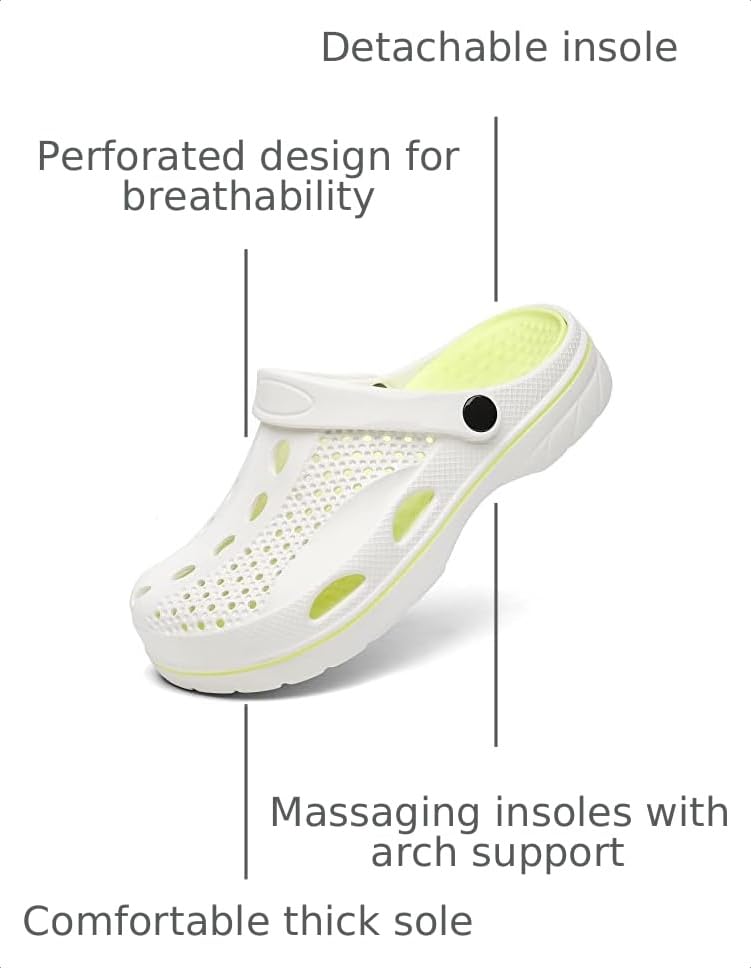 Image of SOSOWHLTE Men's & Women's Arch Support Clogs Garden Shoes Removable Insole