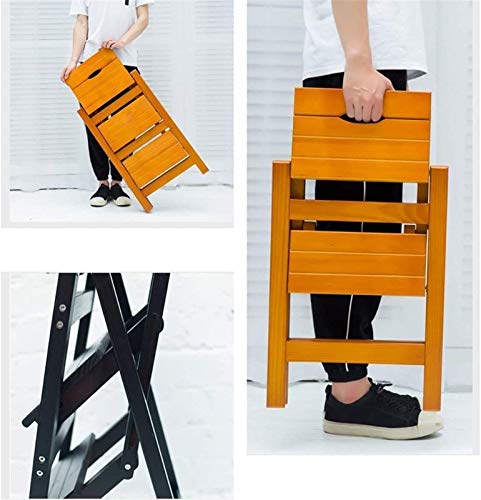 Taburete de paso de madera maciza portátil y escalera pequeña interior plegable 5