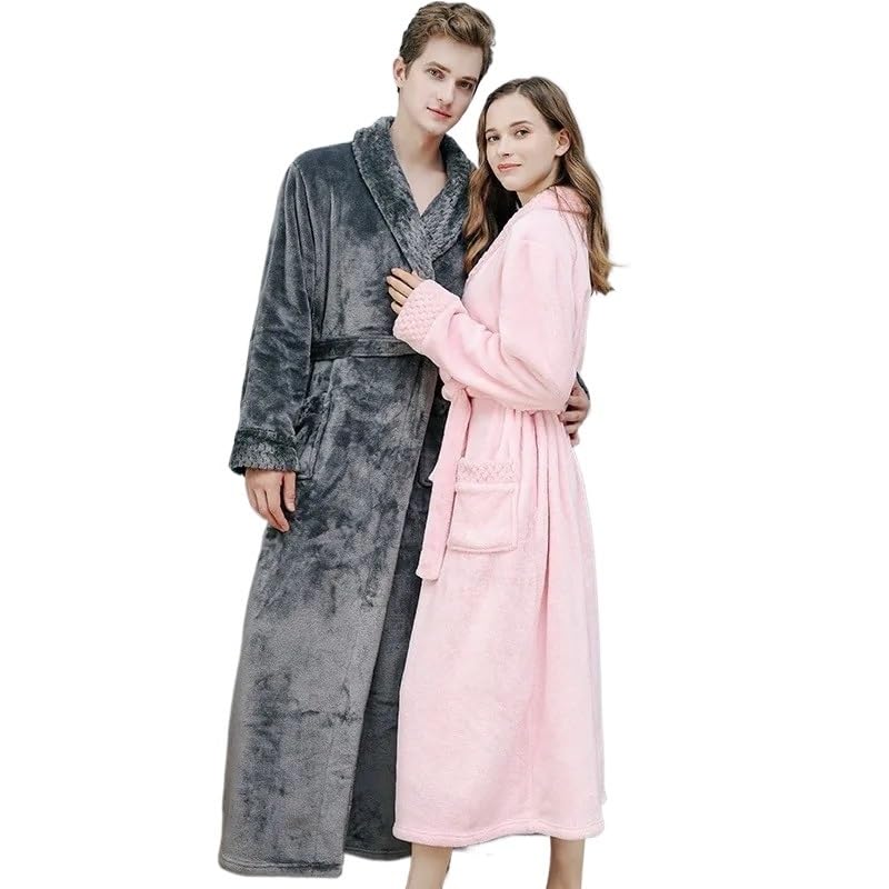 Accapatoio,Accappatoio Uomo,Accappatoio Donna Accappatoio Lungo e Caldo in Velluto Corallo, Spesso, per Uomo Donna, Pigiama da Bagno