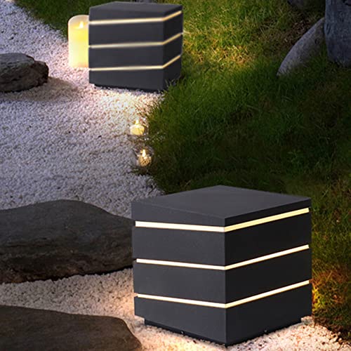 Lámpara de columna cuadrada exterior creativa para poste de cubierta y jardín 6