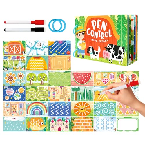 Opilroyn Tarjetas de Entrenamiento Para Agarre Pluma | Juguetes Borrados Para Educación Temprana - Escritura A Mano Pen Dominio Tarjetas De Entrenamiento Juguetes | Niños Pequeños Y Preescolares 2-6