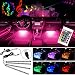 16 Color RGB Car LED Strip Light, 4pcs 72 LED Multicolor Music Car Interior Atmosphere Lights Under Dash Lighting Kit, with Sound Active Function, Wireless Remote Control and Smart USB Port