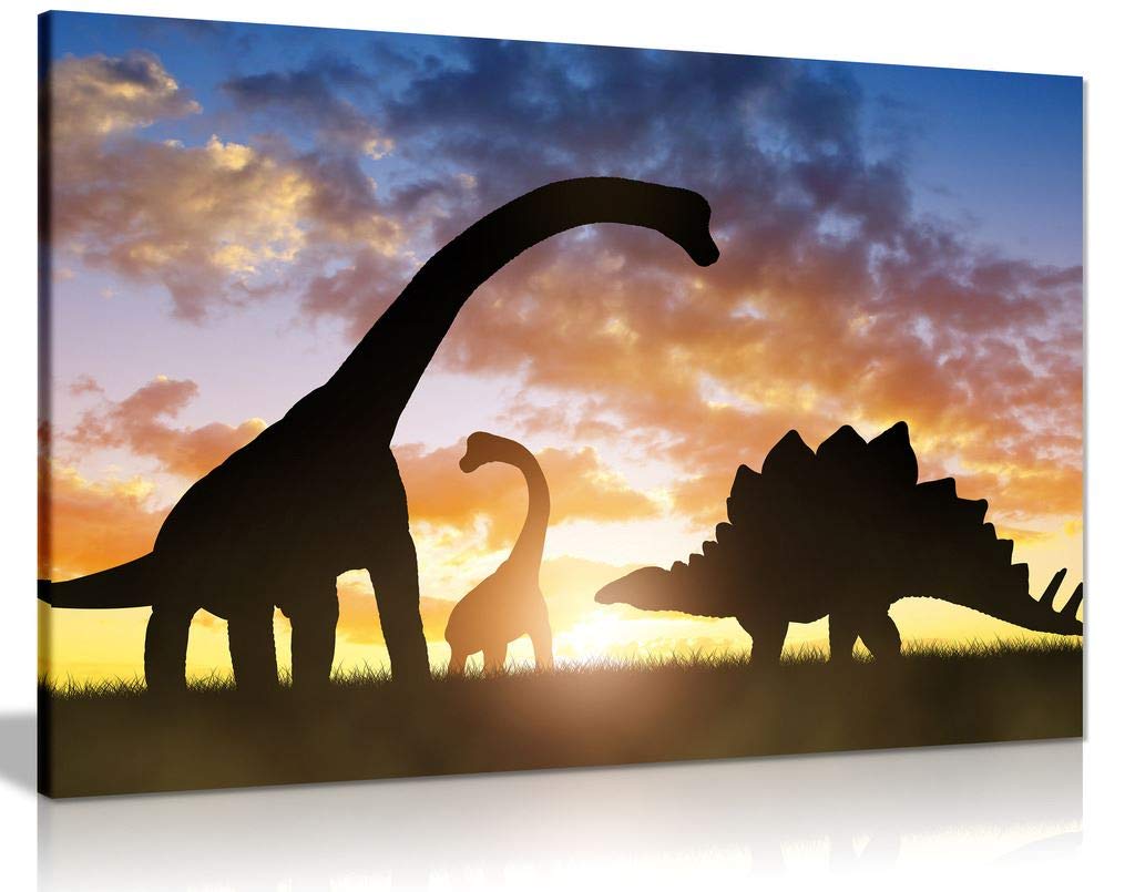 Panther Print Dinosaurs Sunset Canvas Wall Art Picture Print (36X24)