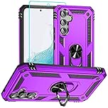 Aozuoton for Samsung A54 5G Case, Galaxy A54 Phone Case with HD Screen Protector, [Military Grade 16ft. Drop Tested] Ring Shockproof Protective Phone Case for Samsung Galaxy A54 5G,Purple