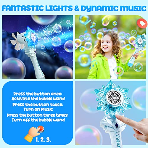 Bubble Gun, Princess Magic Bubble Blower Wand Machine For Kids Ages 3 4 5 6 7, Musical & Light Up Fun Pretend Play Prop, Kids Party Favor, Christmas Birthday Gift Toy For Boys & Girls #TOP4