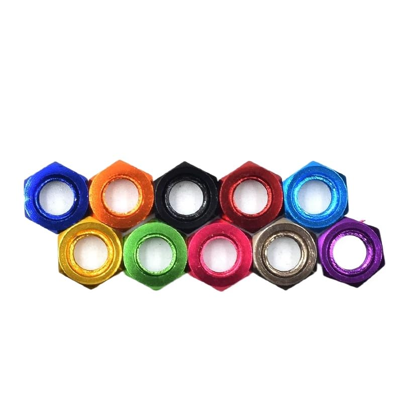 Colorful Aluminium Alloy 6061 Hexagon Nuts Hex Nuts DIN934 M3 M4 M5 M6 M8 (Gold,M6-1.0,100pcs)