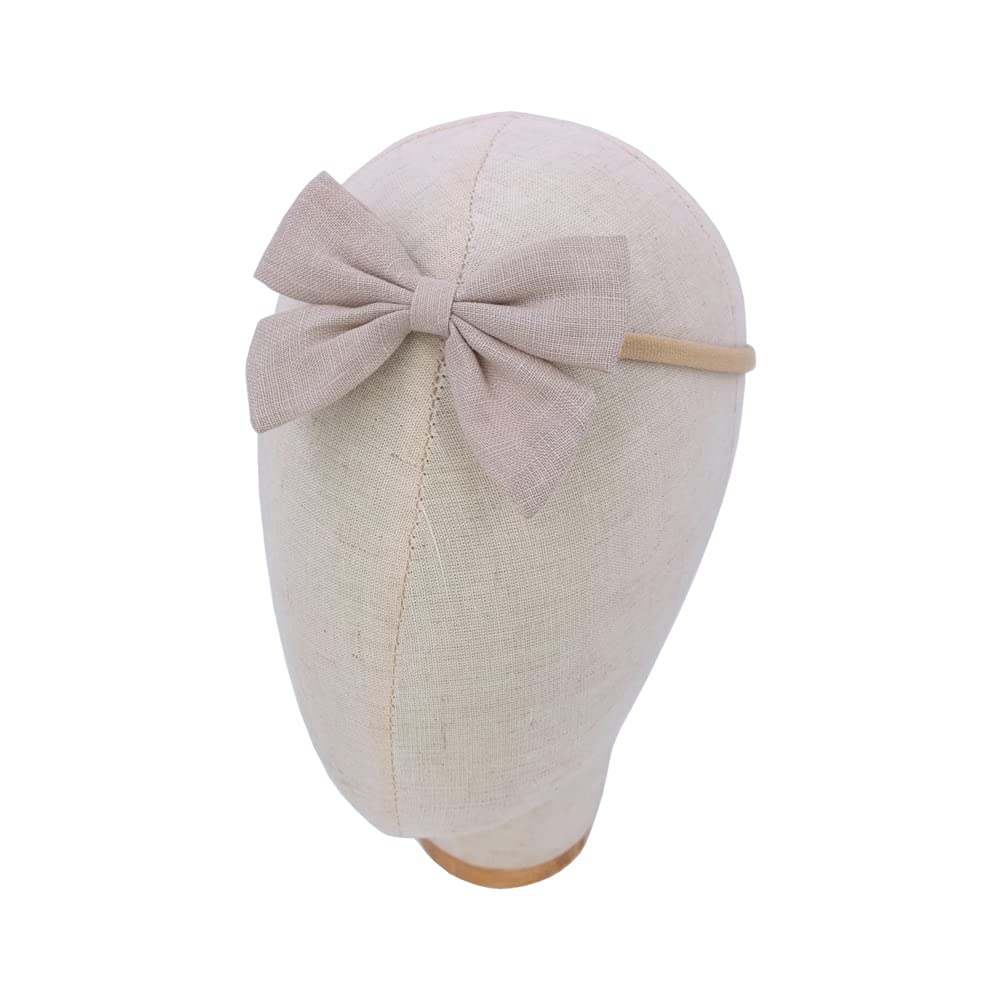 12 Pcs Cute Linen Bow Nylon Headband for Newborn Infant Toddler Hair Bow Elastic Bands Baby Girls Little Kids Headbands (Linen Sailor bow 3.2'') - Image 4