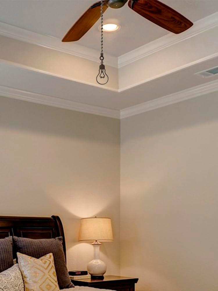 4 Pack Ceiling Fan Pull Chain, 12 Inch Pull Chains Extension, Fan and Bulb Shaped Chain Ornaments (Bronze)