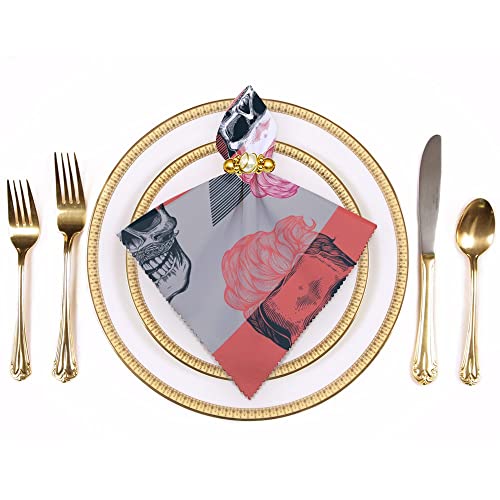 Polyester Cloth Napkins Pop Art Style Skeleton Soft Absorbent Reusable Daily Use Parties Family Holiday Dinners Parties Wedding 2 Pcs #TOP2