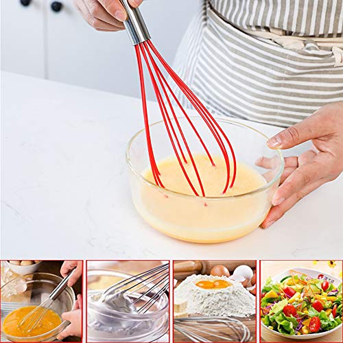 OYV Whisk, Whisks for Cooking Silicone Mini Whisk 3 Pack Sturdy Colored Balloon Egg Beater for Blending Whisking Beating Stirring Cooking Baking (blue)