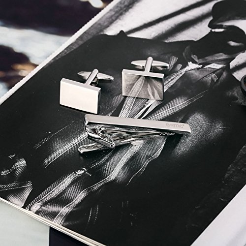 Beydodo herenportemonnee clip zilver naald en manchetknopen vierkant gepolijst - Image 4