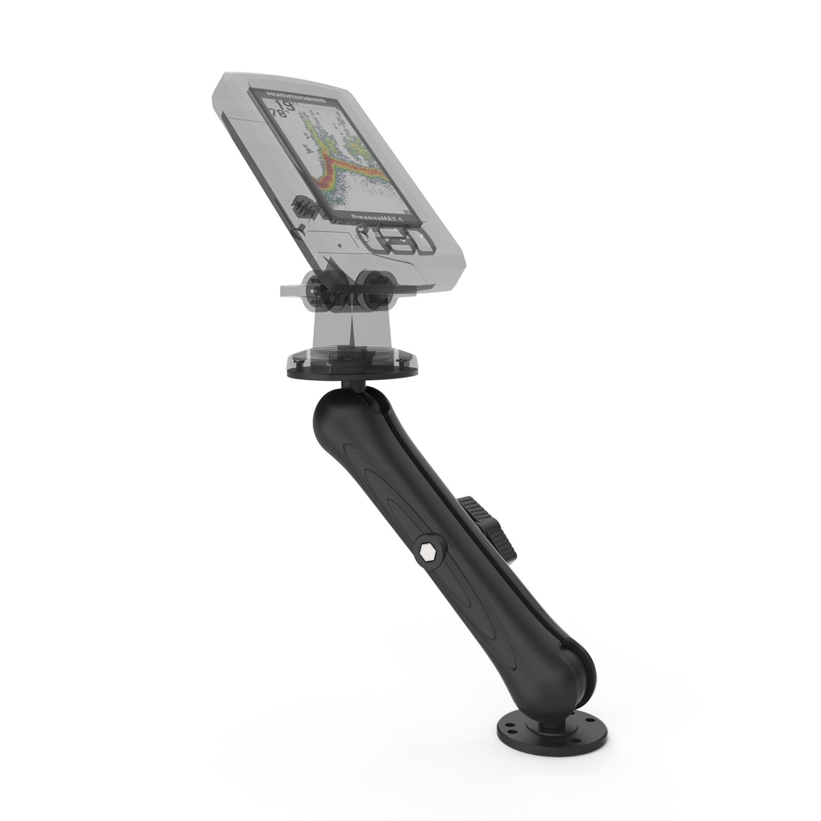 Support de détecteur de poissons compatible avec Garmin Striker 4, Striker Plus 4, Striker Vivid 4cv, bras long de 23,6 cm, rotation à 360 degrés, aluminium de qualité marine