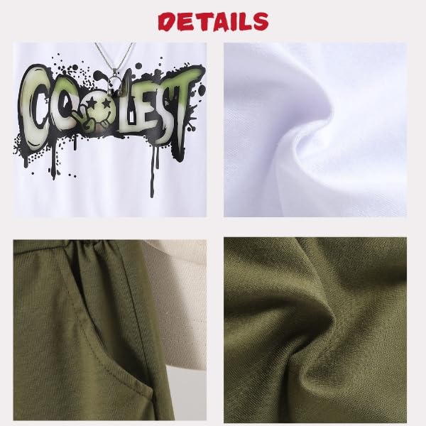 Image of Yoxindax Boys Clothes 2-Piece Casual Street Style Turn-Down Collar Half Zip Kids 4-12 Years Teen Boys Summer Outfits