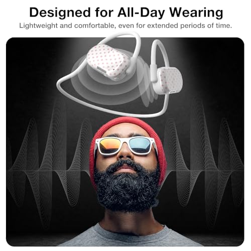 Image of Purity Air Open Ear Headphones - True Air Conduction Wireless Bluetooth Open Ear Earbuds with Dual Mic for iPhone /Android - Secured Long Wearing Comfort, Sports Sweat Resistant (Chalky Dots)