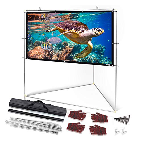 Pyle 100" Outdoor Portable Matt White Theater Tv Projector Screen W/Triangle Stand - 100 Inch, 16:9, 1.15 Gain Full Hd Projection For Movie/Cinema/Video/Film Showing Outside Home-Prjtpots101.5 #TOP1