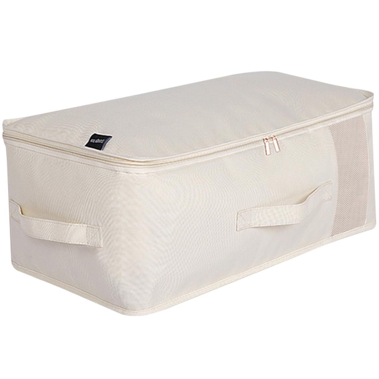 VICASKY Contenitore Pieghevole Sottoletto per Coperte Beige Grande | Oxford Cloth, Rete in Nylon e Pe, Apertura Zip, Facile da Spostare, per Vestiti e Giocattoli
