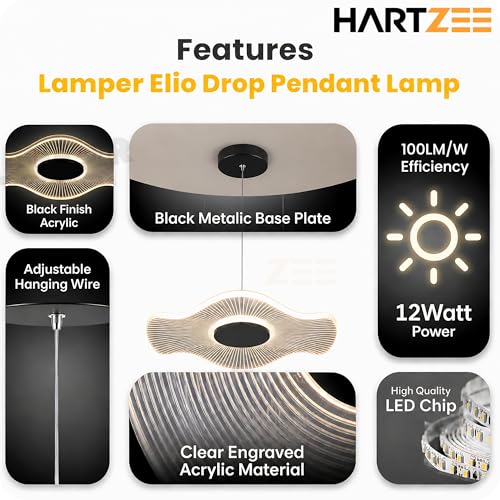 Image of Elio Drop Pendant Lamp Chandelier 12W LED Warm White Modern Hanging Ceiling Light for Living Room Bedroom Dining Kitchen Cafe Decorative Light with Adjustable Height
