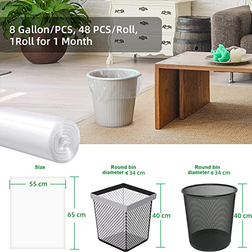 Image of WAIKAS 8 Gallon Trash Bags, 42 Counts, Flag Garbage Bags with No Flaps and No Ties, 55 * 70cm, 8g /pcs, Unscented, White
