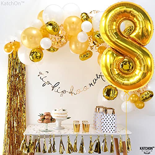 Image of KatchOn Foil Golden Number 8 Balloon For Birthday Decorations - 40 Inch