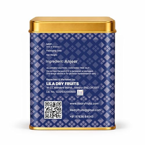 Image of LILA DRY FRUITS Dried Anjeer 275 Grams Afghani Figs Rich in Fiber Calcium Iron Natural Sweet | Dry Fig for Snacking Cooking Healthy Diet Energy Nutritious Fruit Perfect for Gifting