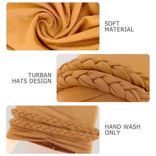Image of DRESHOW African Women Turban Caps Beanie Twist Headscarf Pre-Tied Double Twisted Braid Hair Cover Wrap Hat Chemo Cancer Cap