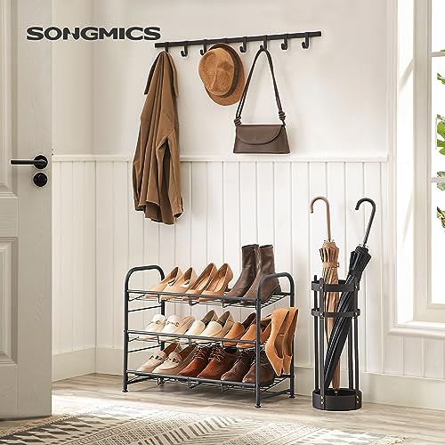 Image of SONGMICS Shoe Rack, 3 Tier Shoe Organizer for Closet, Holds up to 12 Pairs of Shoes, Shoe Rack for Front Door Entrance, Metal Shoe Shelf with Adjustable Tilt Angle, for Entryway, Garage, Black