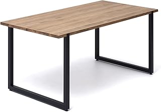 DS Dropshipping Tavolo da Pranzo Industriale Vintage Uley in Legno massello 80x160 76cm e Acciaio Laccato Nero