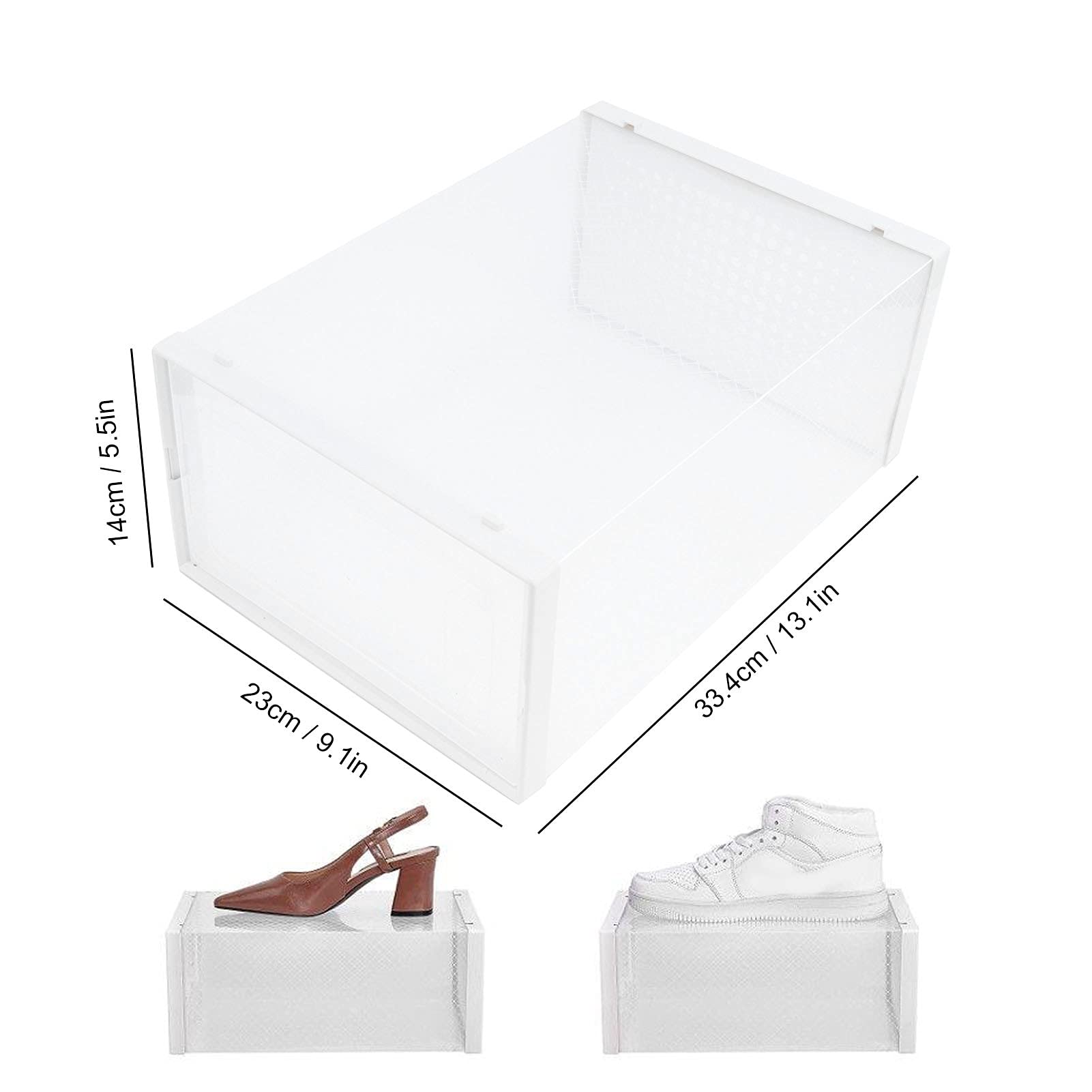 Alvinlite Caja de Almacenamiento de Zapatos con Tapa Caja de Almacenamiento Plegable Caja de Zapatos de plástico Transparente 10 Piezas Caja