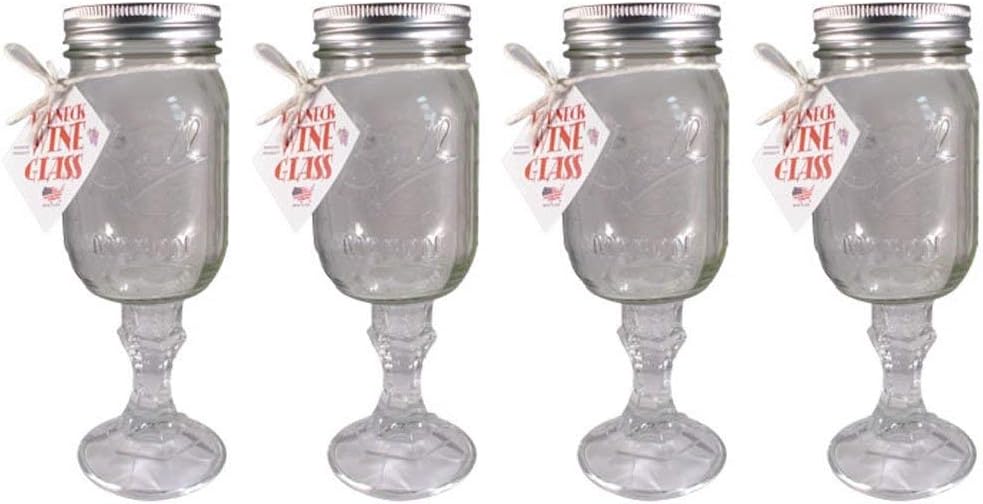 Ball Southern Homewares Redneck Glass 16oz Mason Jar Rednek Hillbilly Wine Soda Beer Mug Cup 4 Pack, Clear