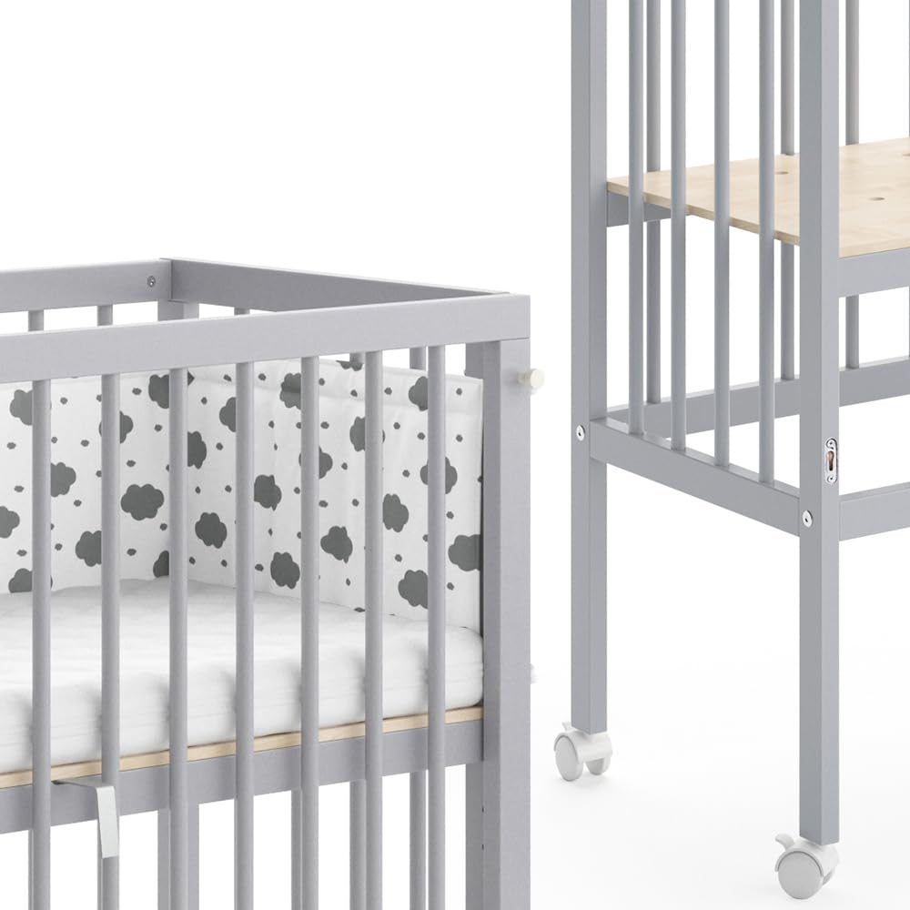 VitaliSpa Cuna Adicional Sophie, Gris, 94 x 42.5 cm | 2 barandillas laterales, ajustable en altura con ruedas y sistema de fijación a la cama de los padres