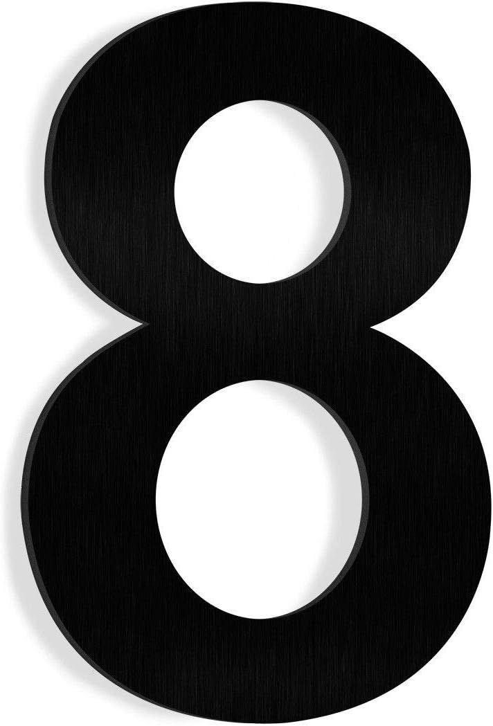 Barton House Number (8) 6" Inch Black SUS304 Steel Outdoor