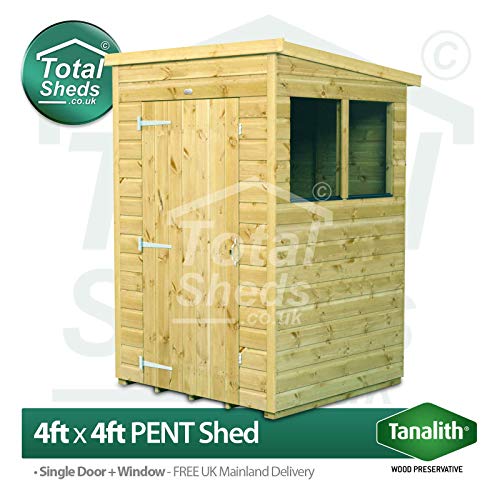 4ft x 4ft (1.2m x 1.2m) Pent Shed Pressure Treated Tanalised Timber Fast & Free Delivery