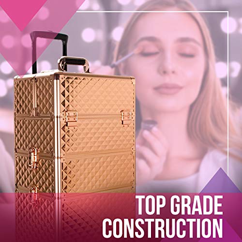 Ver Beauty Professional Rolling Makeup Train Case, Heavy Duty Hair