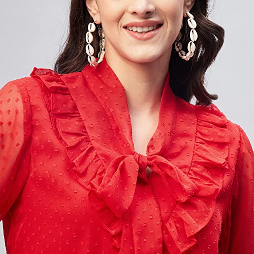 Image of Carlton London Women's Solid Polyester Blend Regular Fit Blouse