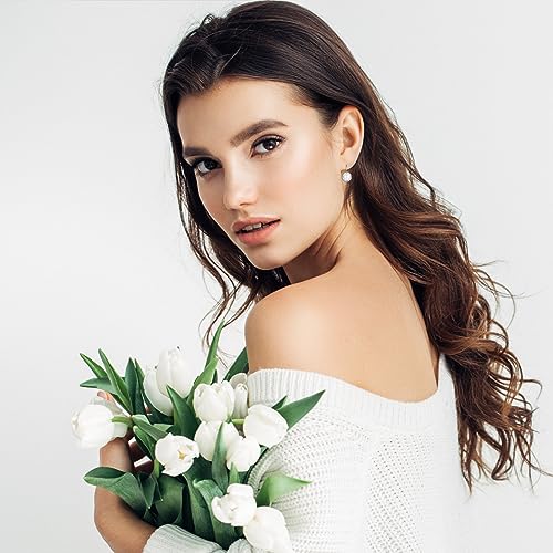 Sterling Silver Freshwater Cultured Pearl Drop Earrings for Women, AAA+ Quality Leverback White Pearl Earrings Dangle Hypoallergenic Jewelry3