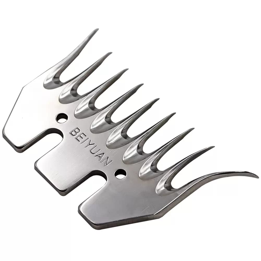 Set peine Beiyuan 5U-94 curvo 9 dientes 5 mm bisel 94 mm + cuchilla Beiyuan BB recta 4, ideal para lanas muy sucias y espesas, uso profesional (3)