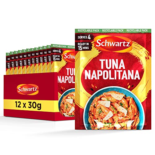 Schwartz Tuna Napolitana Recipe Mix 30 G | Serves 4 | Pack of 12 | Rich and Creamy Taste | Simple, Easy, Quick and Flavourful Pasta Dish | With Sweet Tomato, Aromatic Parsley and Oregano
