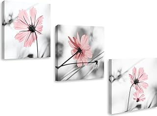 Genius Decor- Modern Bedroom Wall Art Pink Gray Flower Pictures Canvas A...