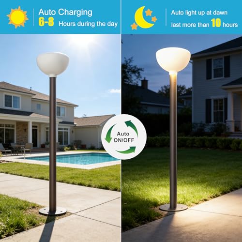 Image of Solar Lamp Post Light Outdoor, 3000K Warm White LED Solar Post Lantern, IP65 Waterproof Solar Powered Garden Light, Auto On /Off Dusk to Dawn for Yard, Patio, Driveway, Pathway, Lawn（1 Pack）