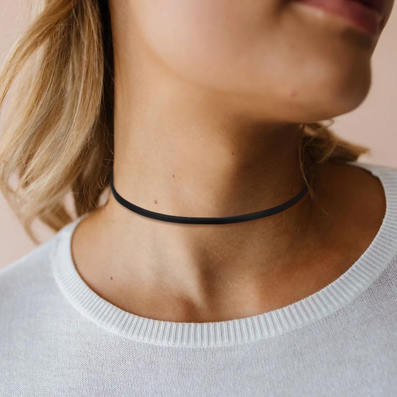 Black Leather Choker Necklace Thin Black Choker Necklaces for Woman Halloween2