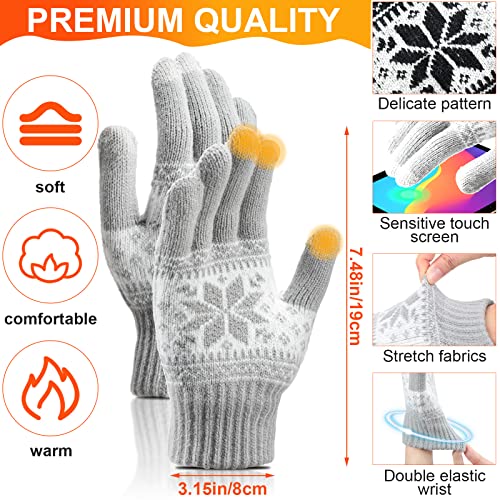 USB Heated Hat Scarf Set Winter Knitted Beanie Hats Touch Screen Gloves Ear Muffs Warm Gloves Neck Warmer for Women Men, Gray4