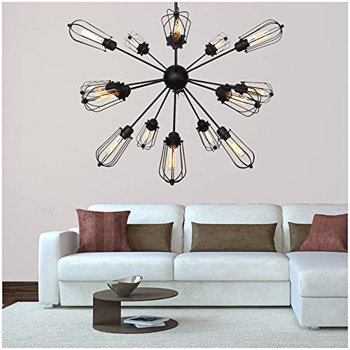 Lustre Moléculaire E27 Style Industriel Suspension Luminaire Rétro Noir 9 Lampes Salon