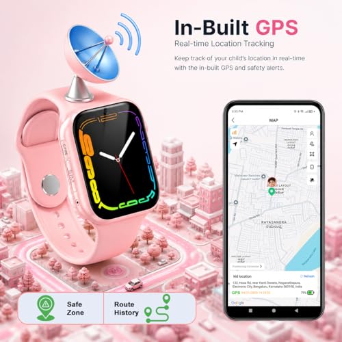 Image of SeTracker Kids Smart Watch for Boys Girls - L1G | 4G /5G SIM Support, GPS Tracking, HD Video Calling | Parental Control, Safe Zone Alert, SOS, Voice Chat, Class Mode | Ideal Gift for Kids - Pink