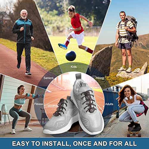 Image of HOMAR Elastic No Tie Shoelaces Stretch Tieless No Tie Shoe Strings for Adults and Kids No Tie Shoe Laces, Brown, One Size
