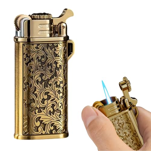Encendedor Butano Recargable Ajustable Antiviento Dorado