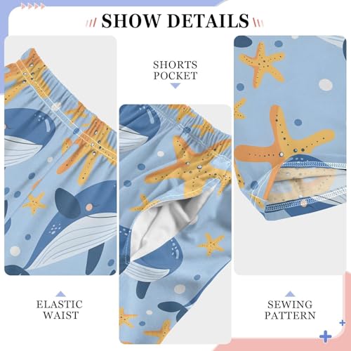 Pajama Pants Starfishes Whales Hand Drawn PJ Bottoms Sleepwear Lounge Sleep Pant with Pockets4