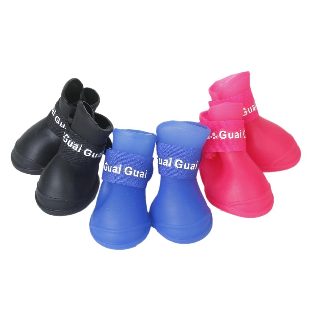 VELURA Pet Dog Waterproof Skidproof Rain Shoes Boot Size M Black|1 set(4pcs) x Dog Rain Shoes|Clothing Shoes| Dog Supplies-image-22