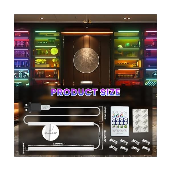 RGB LED Strip Light Bar, Ambient Gaming Lights, Under Monitor Light for Gaming Setup, Cabinet, Kitchen, Desk, Display, Dynamic Color, 12 Inch, 2 Pack - Image 8