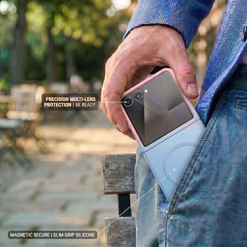 Image of amazon basics Gradient Mag-Safe Case for Samsung Galaxy Z Flip 7 5G | Soft Silicone Shockproof Cover with Camera Protection | Slim Lightweight Design | Smooth Touch & Durable - Pink & Blue